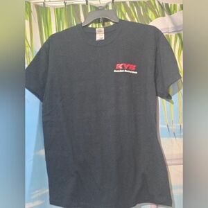 This is a black KYB "World Class Shocks & Struts" promotional t-shirt. 